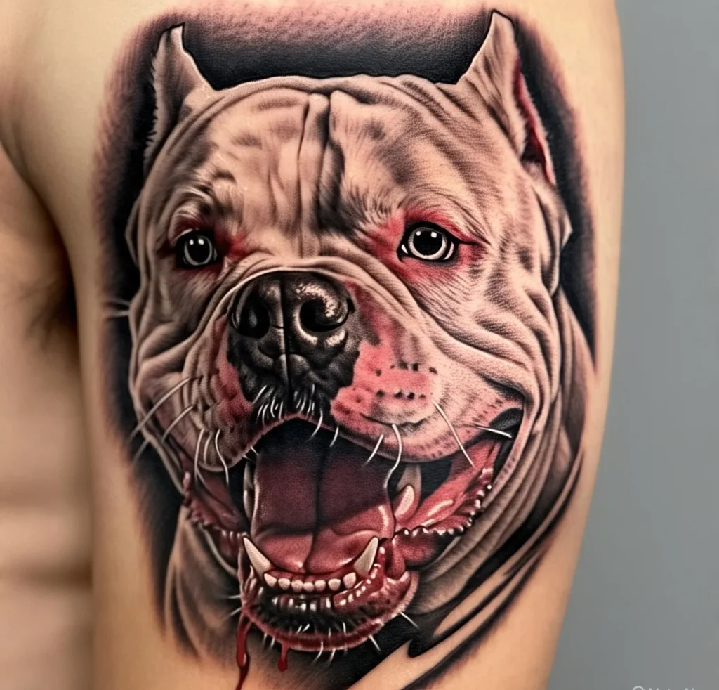 Angry Pitbull Tattoo, Pitbull Tattoo