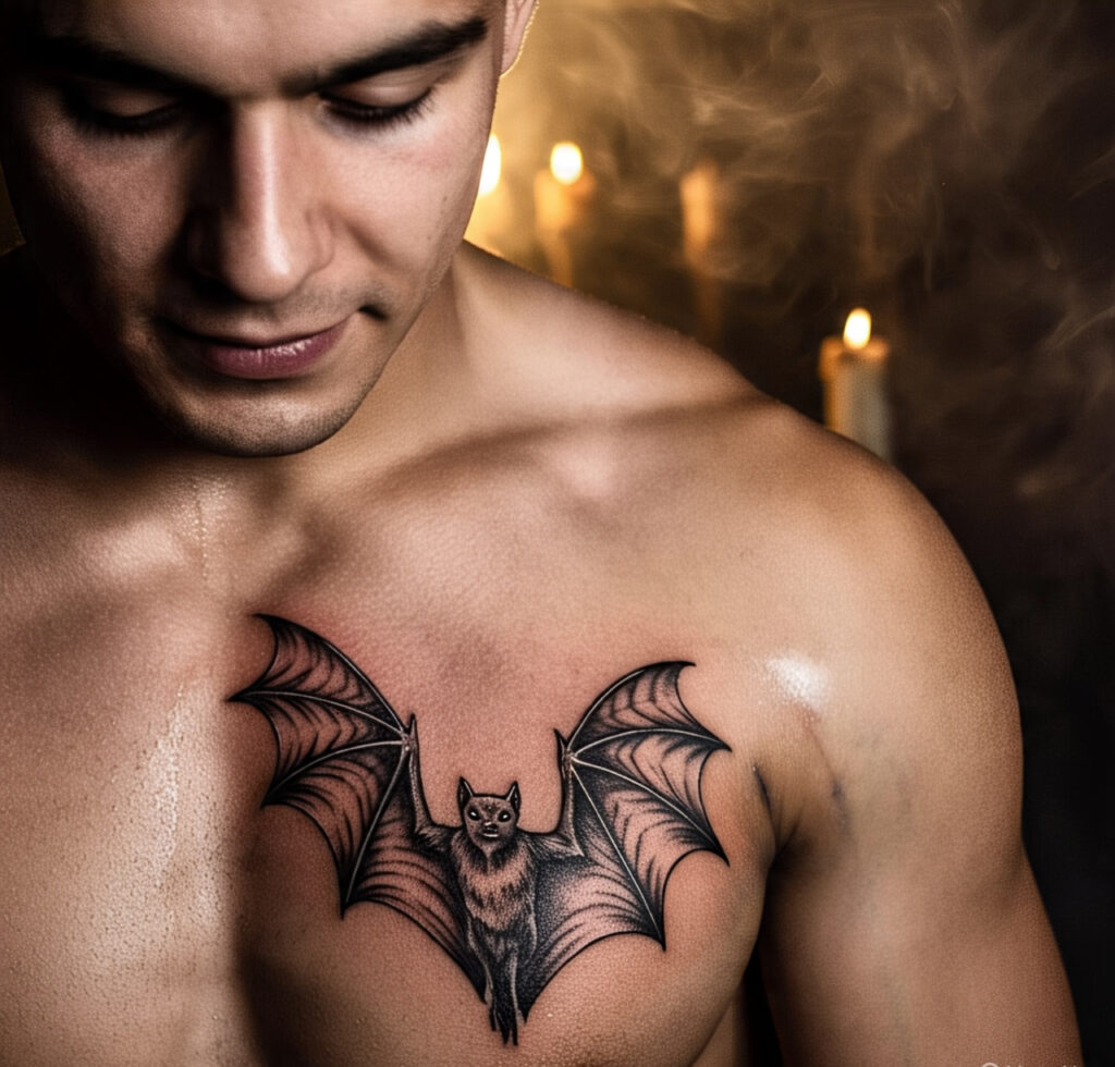 Bat Tattoo On Chest, Bat Tattoo