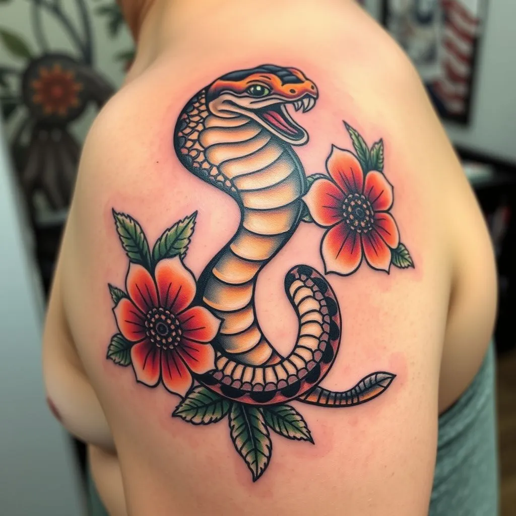 Cobra Tattoo, American Traditional Cobra Tattoo