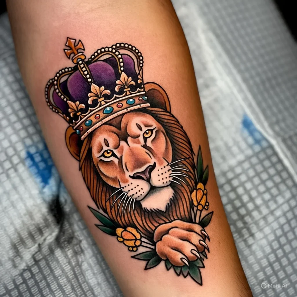 Crown And Lion Tattoo