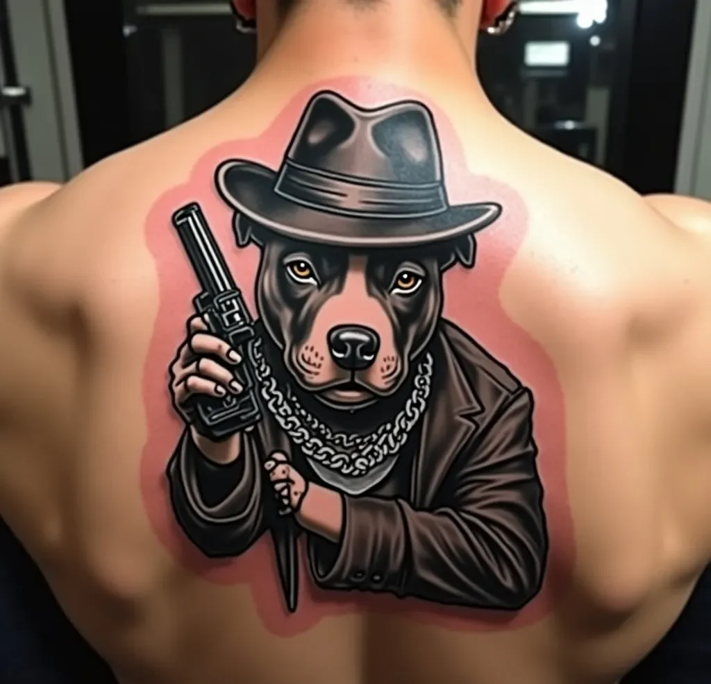 Gangster Pitbull Tattoo