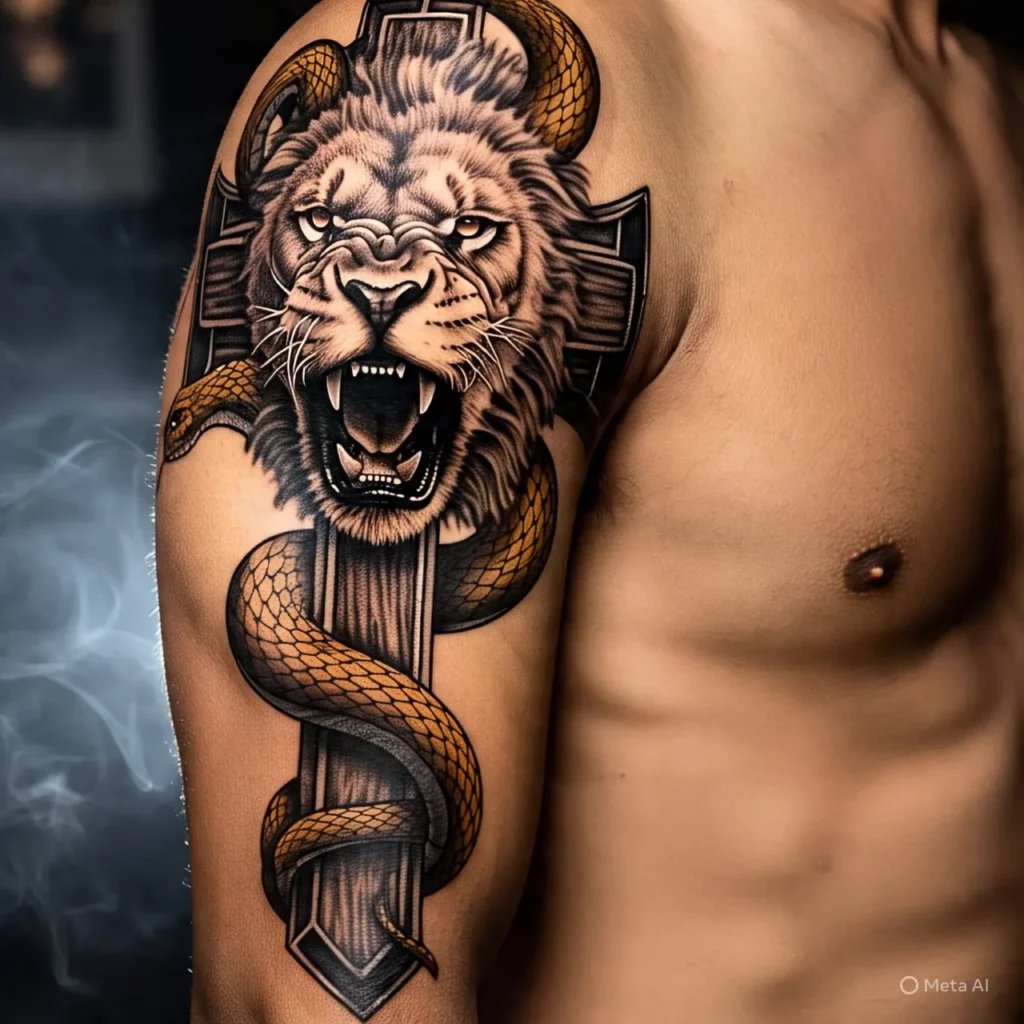 Lion Cross Tattoo, Lion Tattoo Ideas