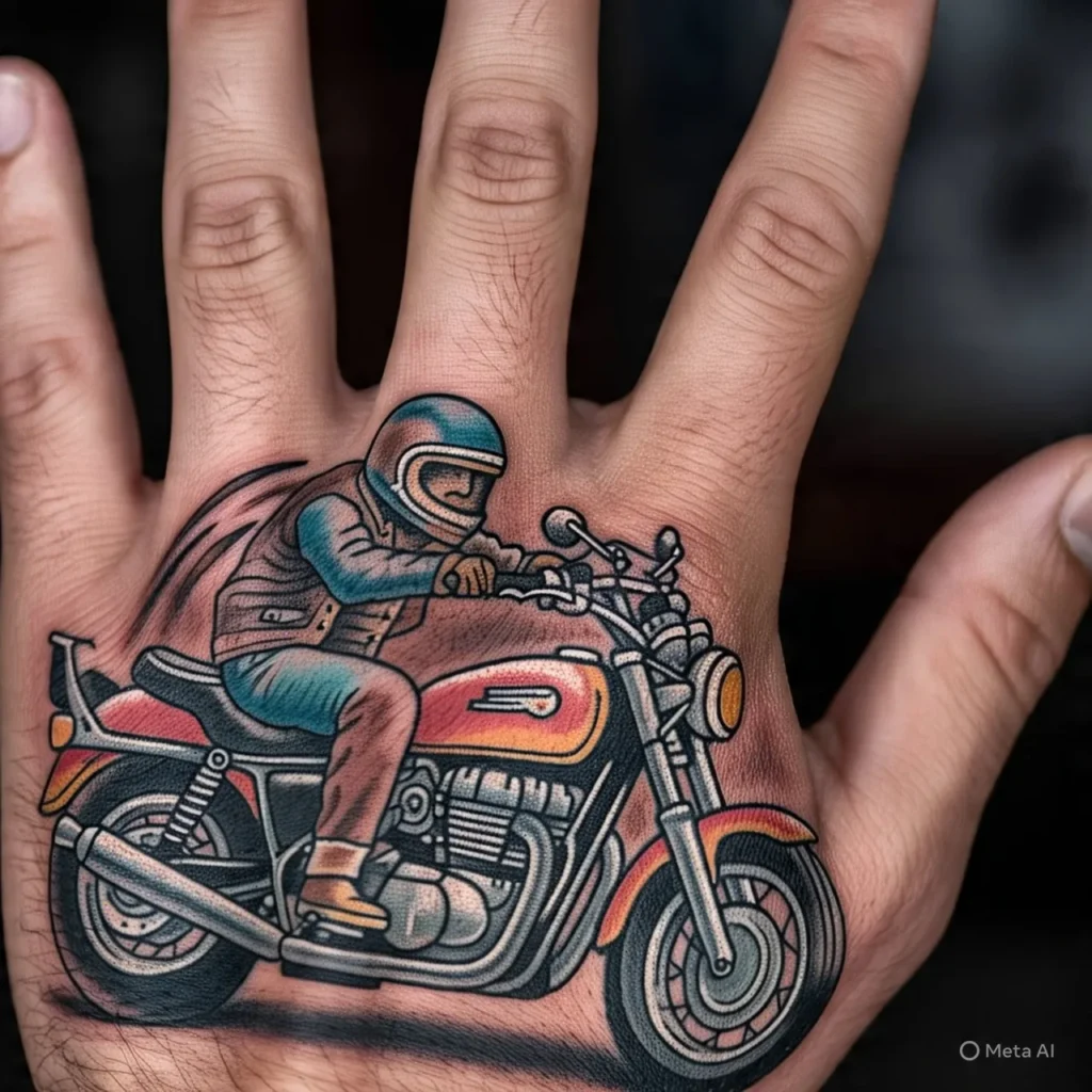 Motorcycle Hand Tattoo