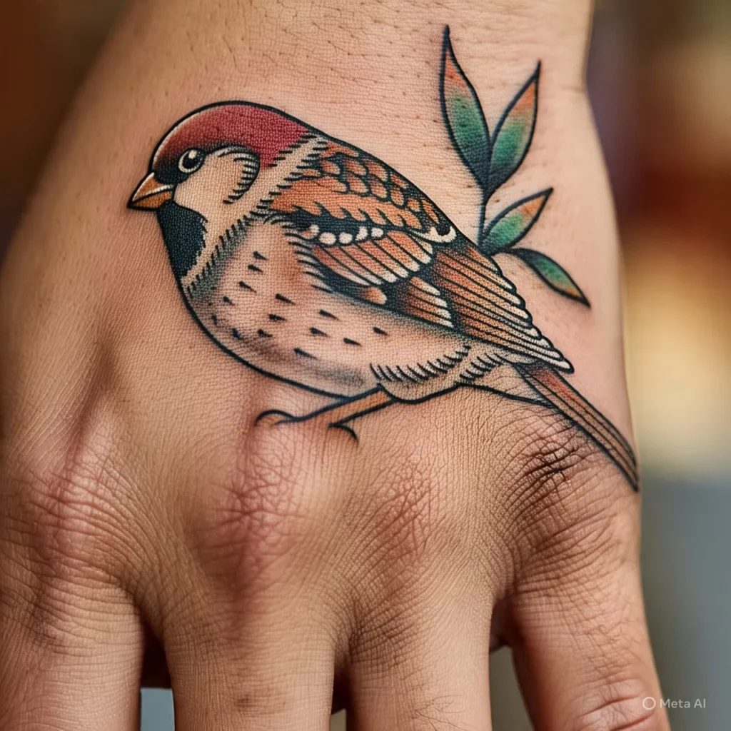 Sparrow Tattoo on Hand, Sparrow tattoo