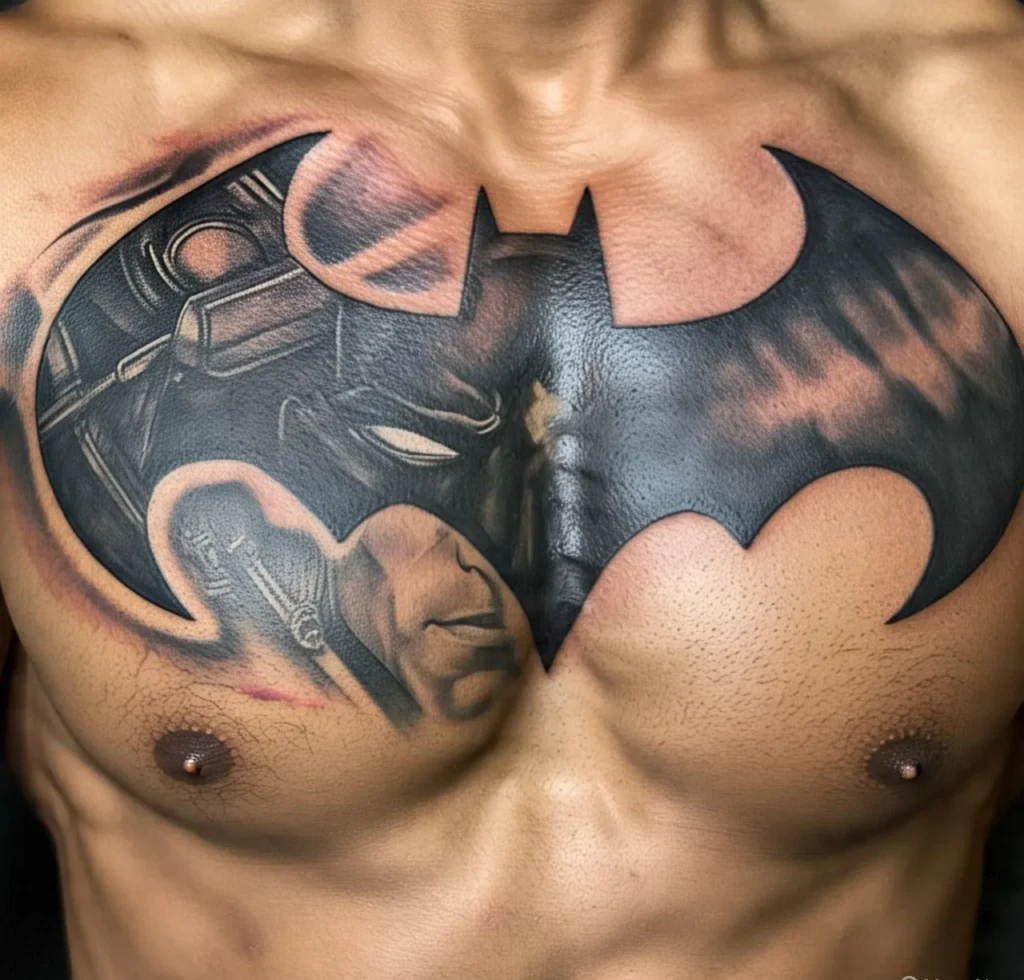 Batman Tattoo On Chest, Batman Tattoo