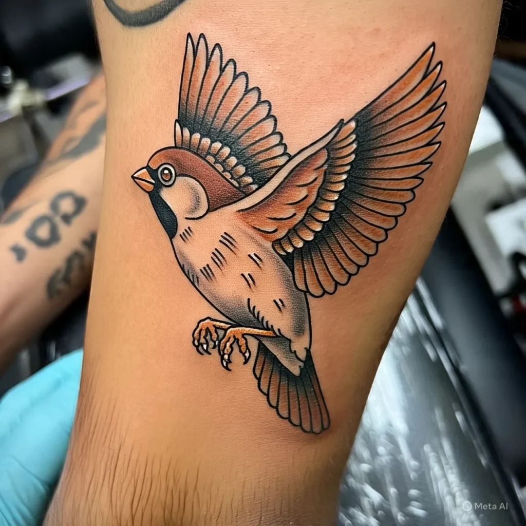 Flying Sparrow Tattoo, Sparrow tattoo