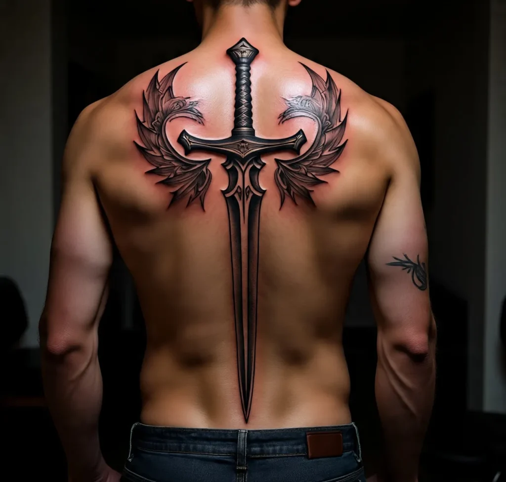 Sword Tattoo On Back, Sword Tattoo
