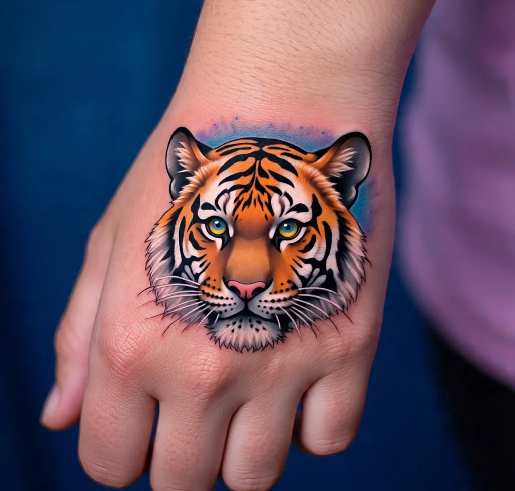 Tiger Tattoo on Hand, Tiger Tattoo