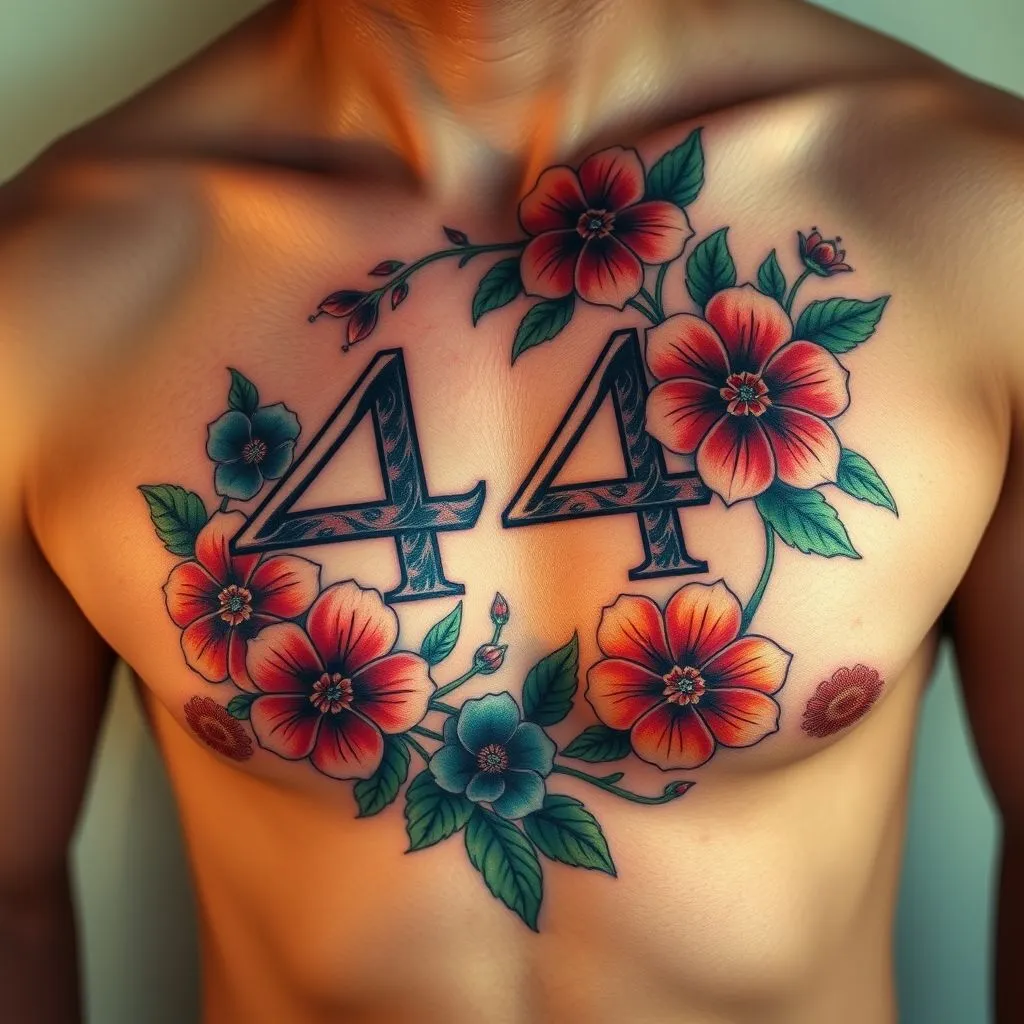 444 Tattoo On Chest 