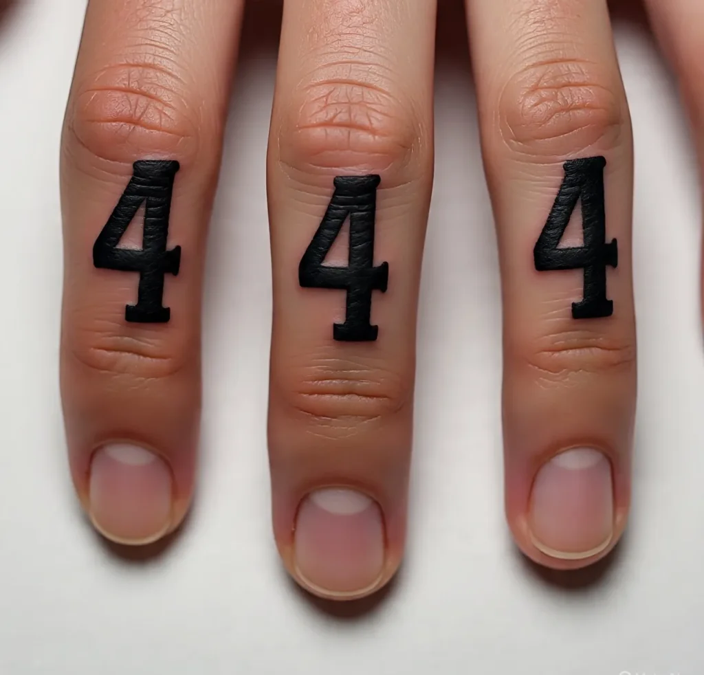444 Tattoo On Finger