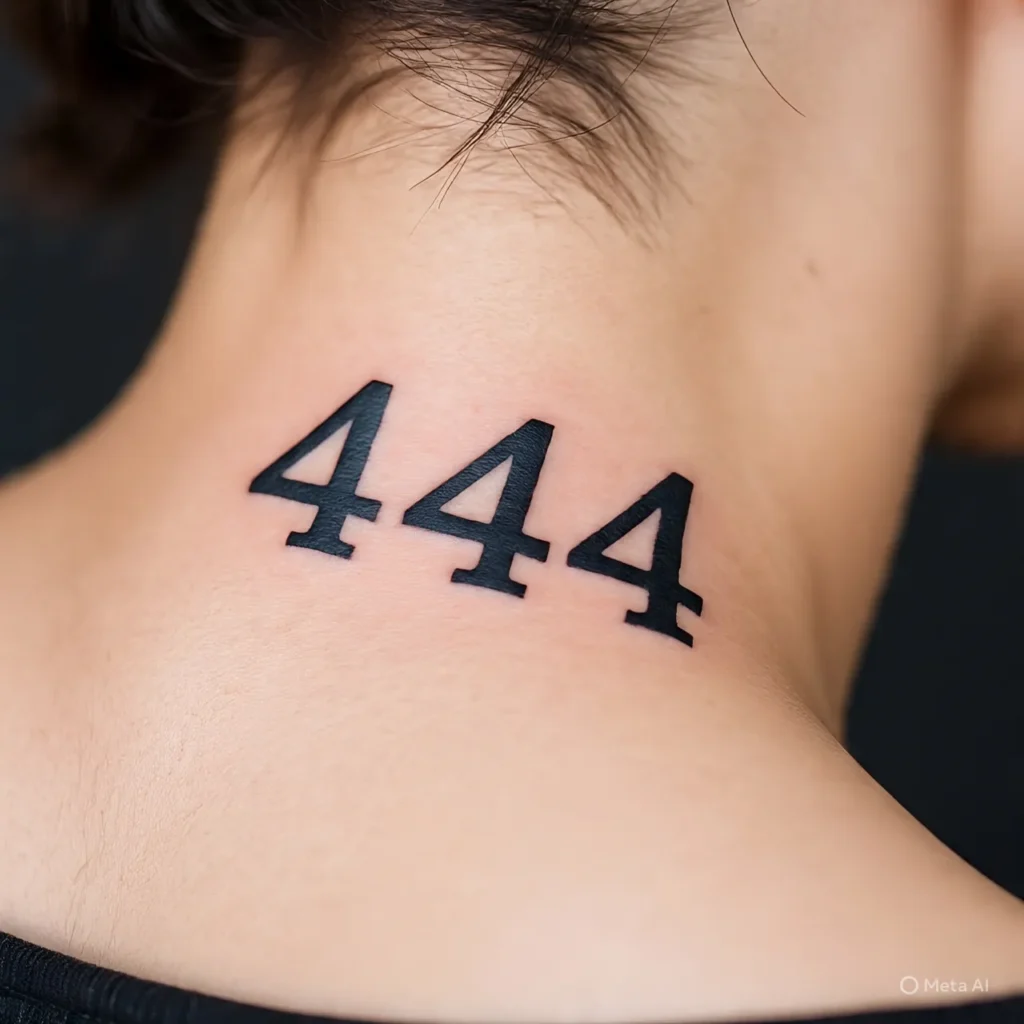 444 Tattoo On Neck