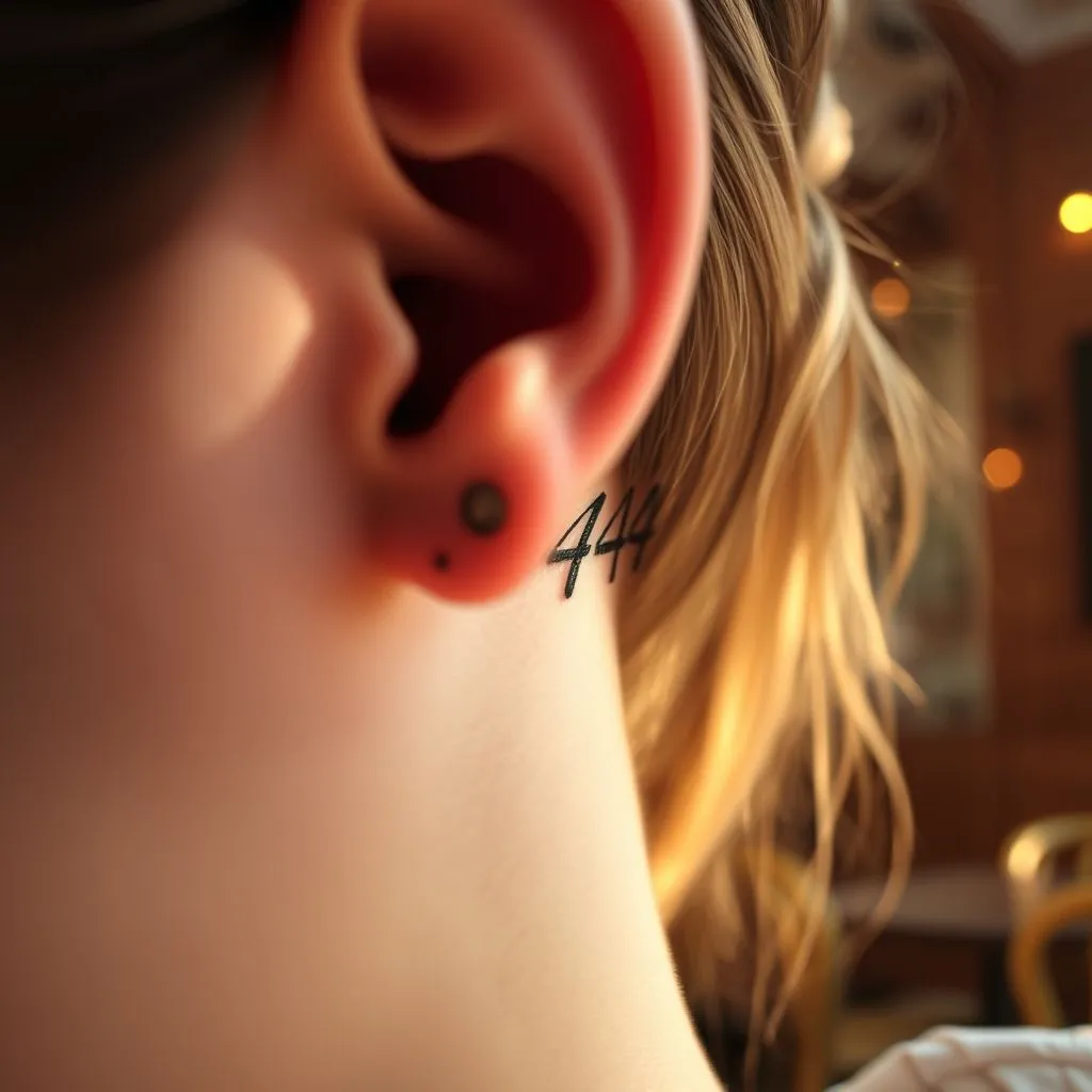 444 Tattoo behind The Ear