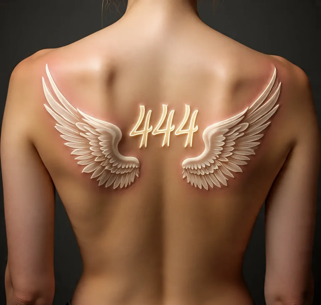 444 tattoo with angel wings