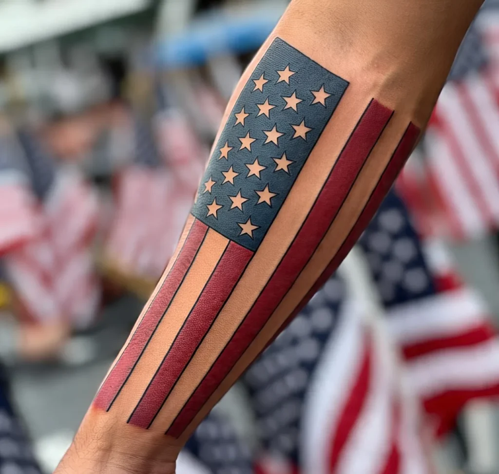 American Flag Forearm Tattoo