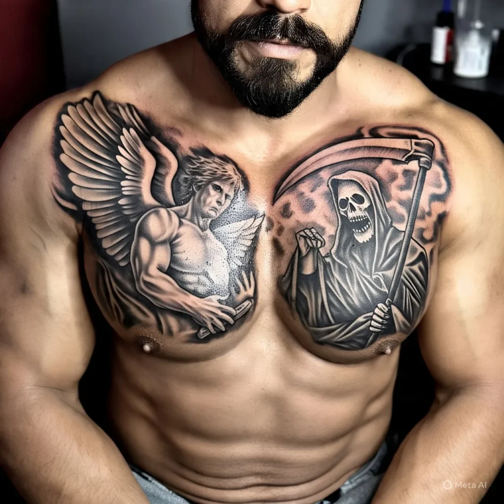 Angel and Grim Reaper Tattoo, Grim Reaper Tattoo
