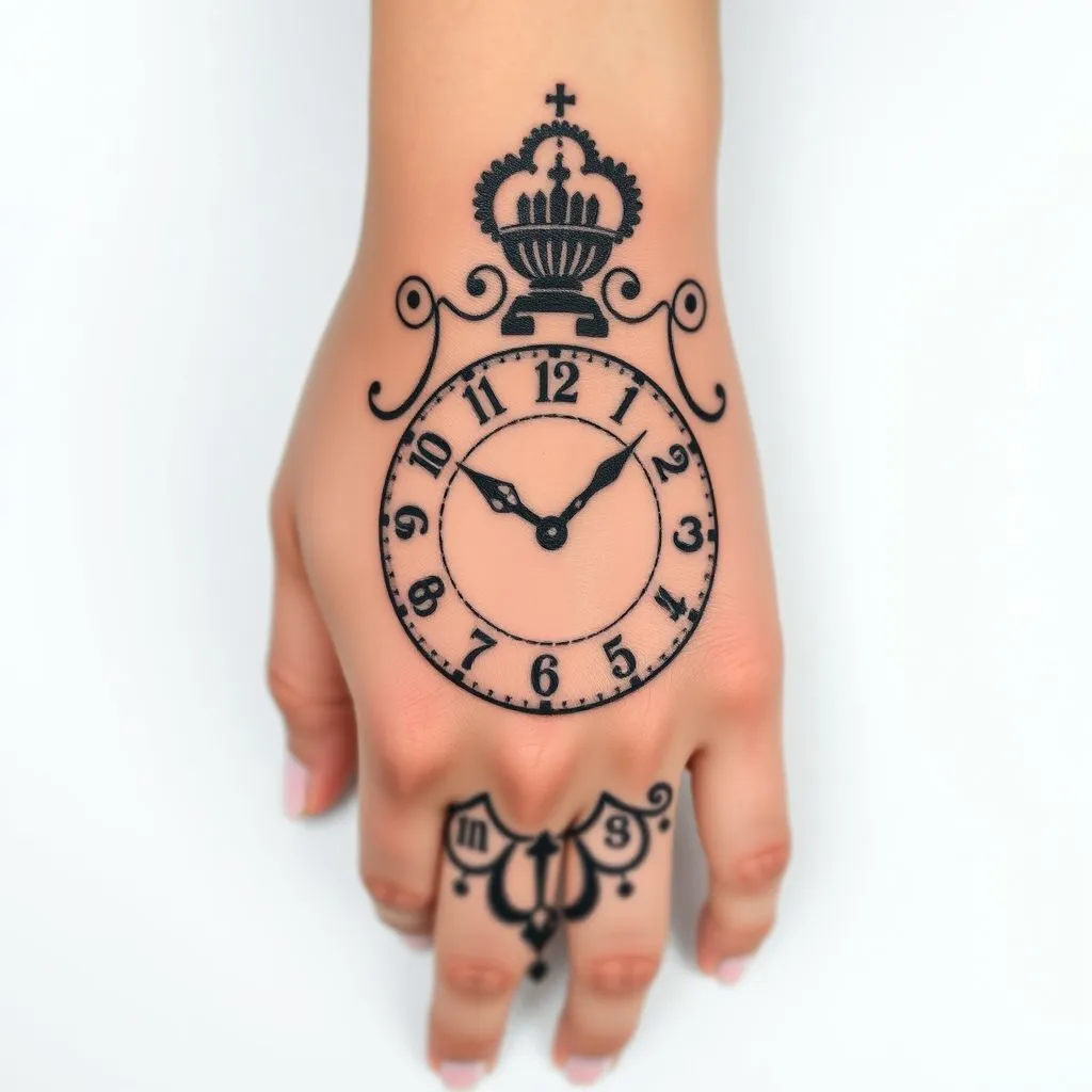 Clock Tattoo on Hand