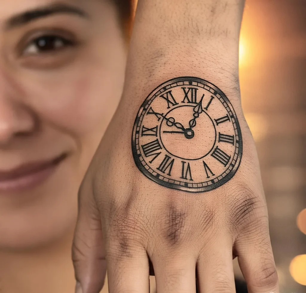 Clock Tattoo on Hand