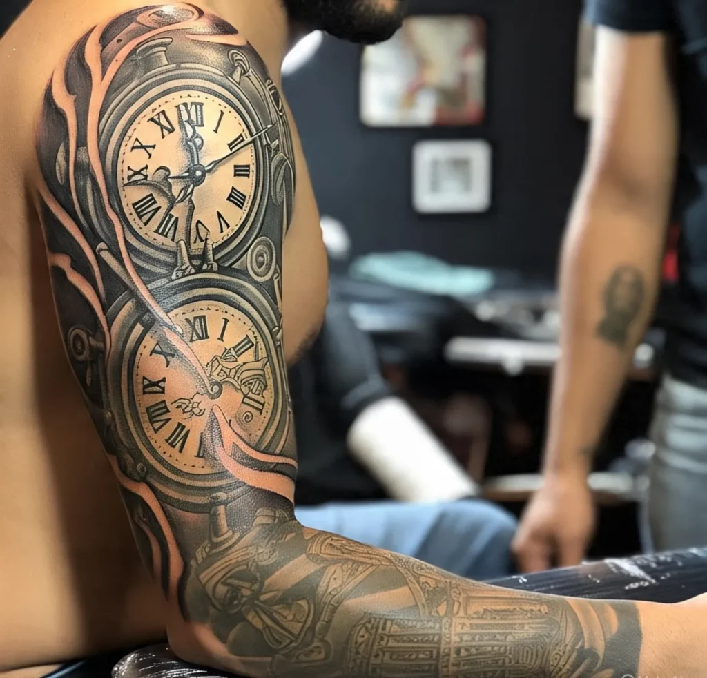 Clock tattoo sleeve, Clock Tattoo