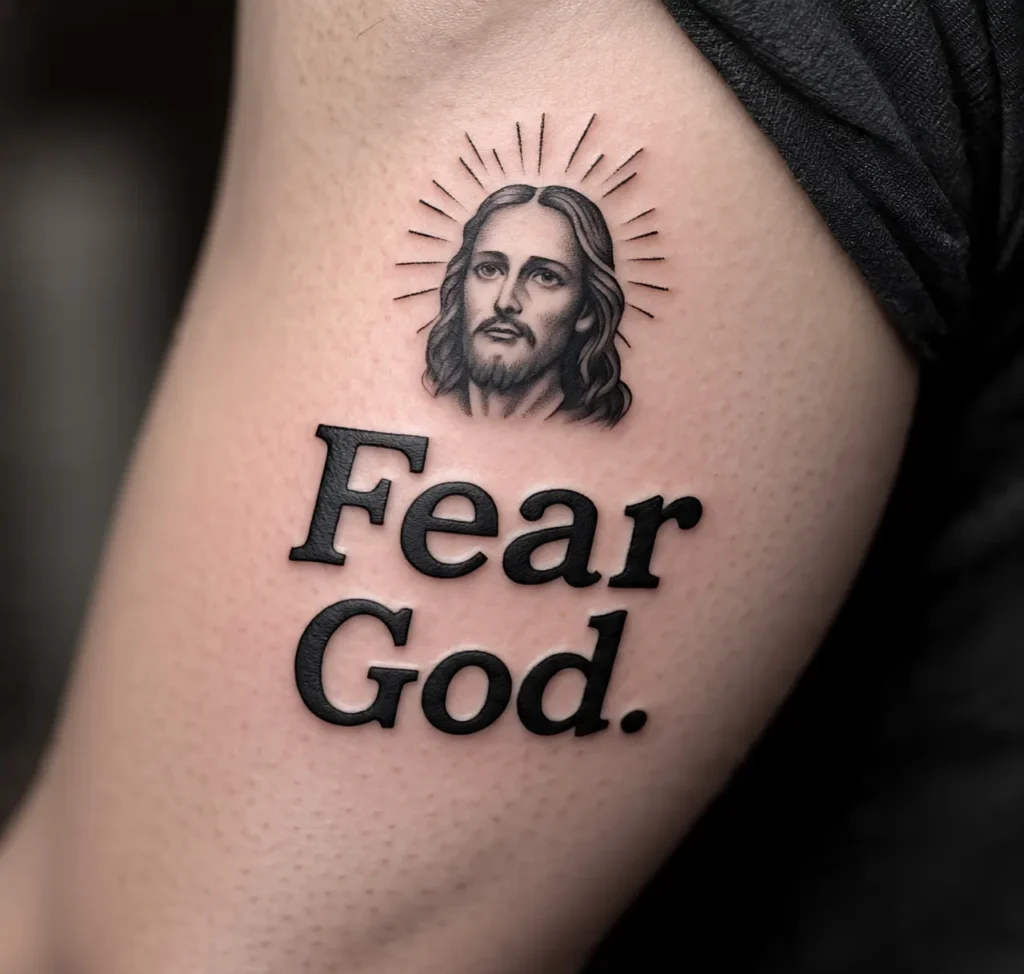 Fear God Tattoo on Bicep