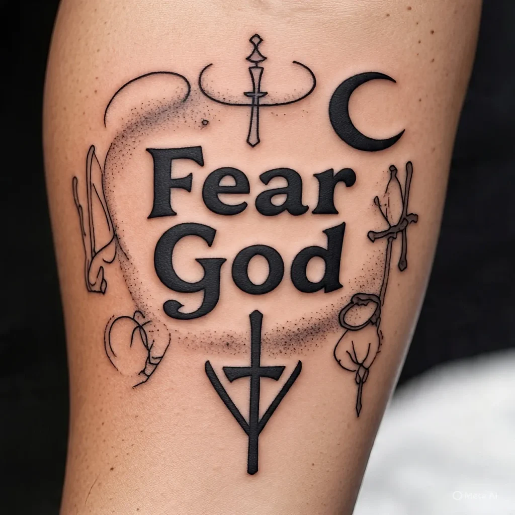 Fear God Tattoo on Forearm
