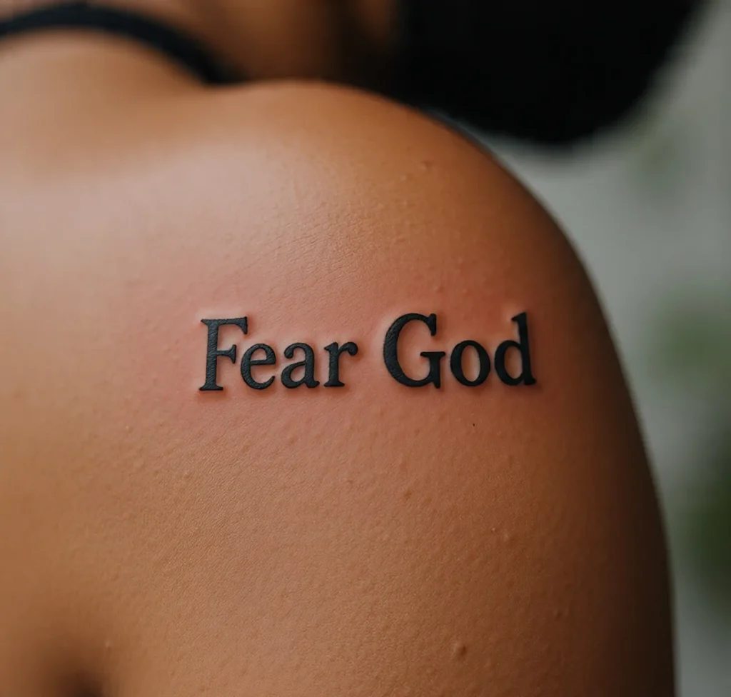 Fear God Tattoo on Shoulder