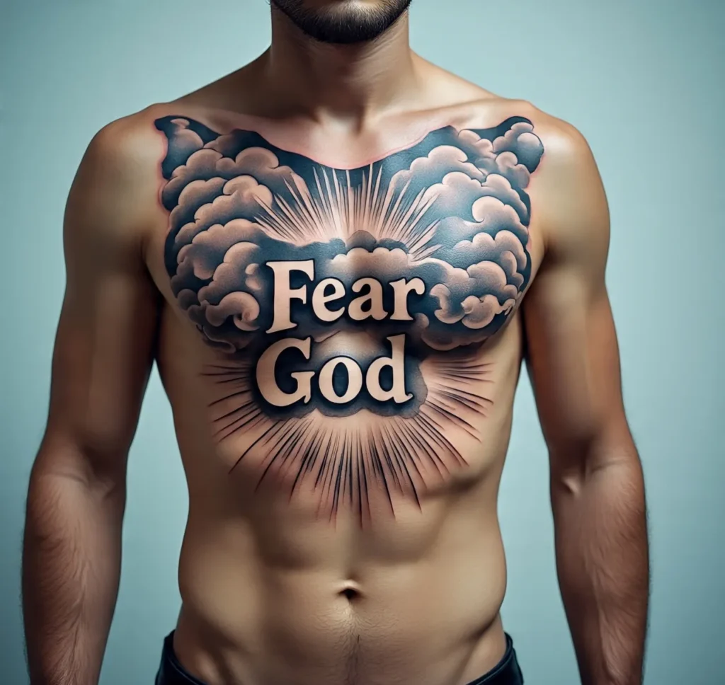 Fear God Tattoo with Clouds