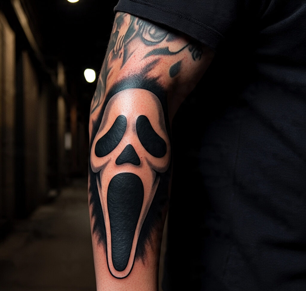Ghostface scream tattoo,