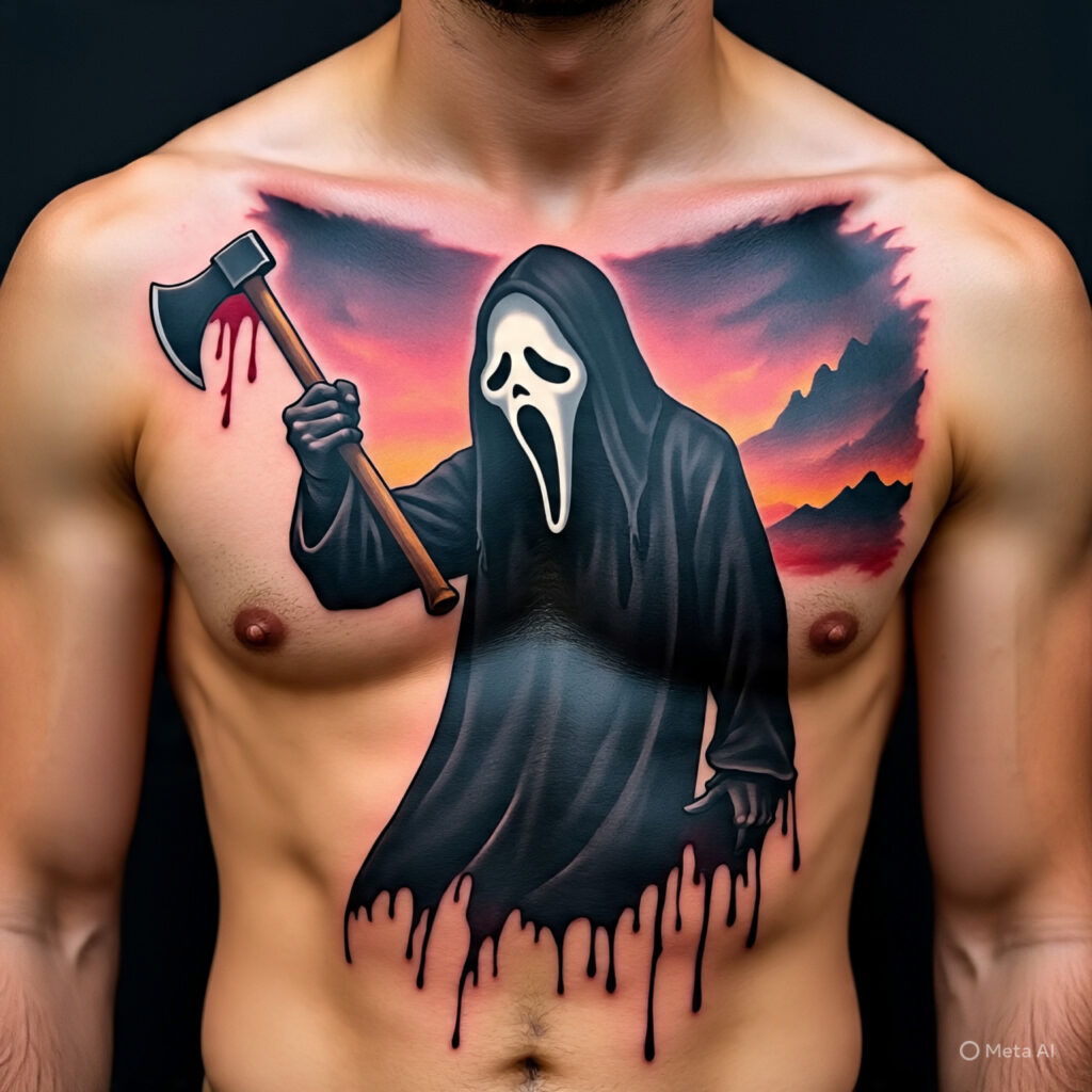 Ghostface tattoo for men,