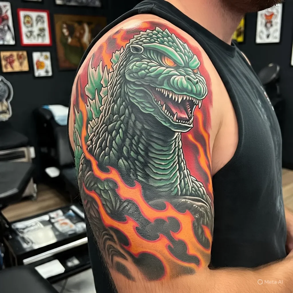 Godzilla forearm tattoo, Godzilla Tattoo