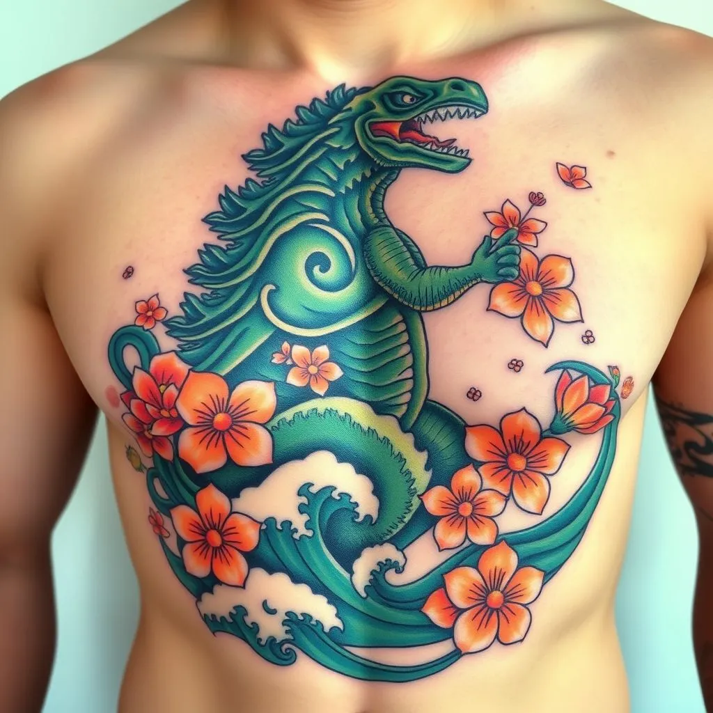 Godzilla tattoo traditional, Godzilla Tattoo
