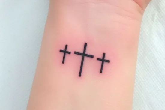 Small Three Cross Tattoo