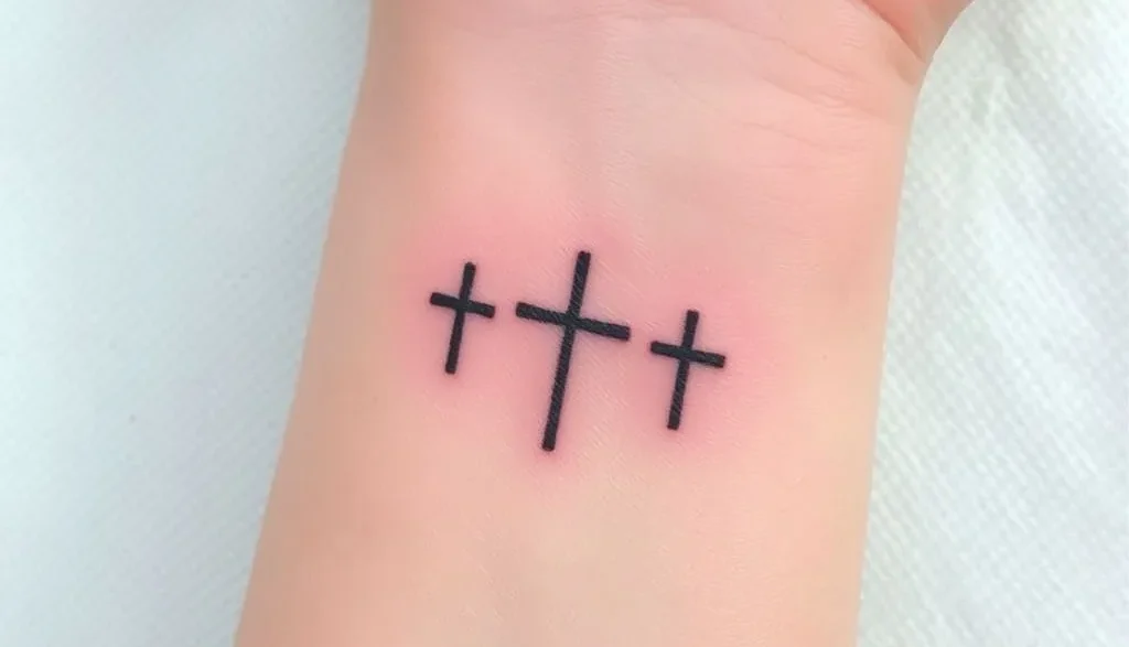 Small Three Cross Tattoo