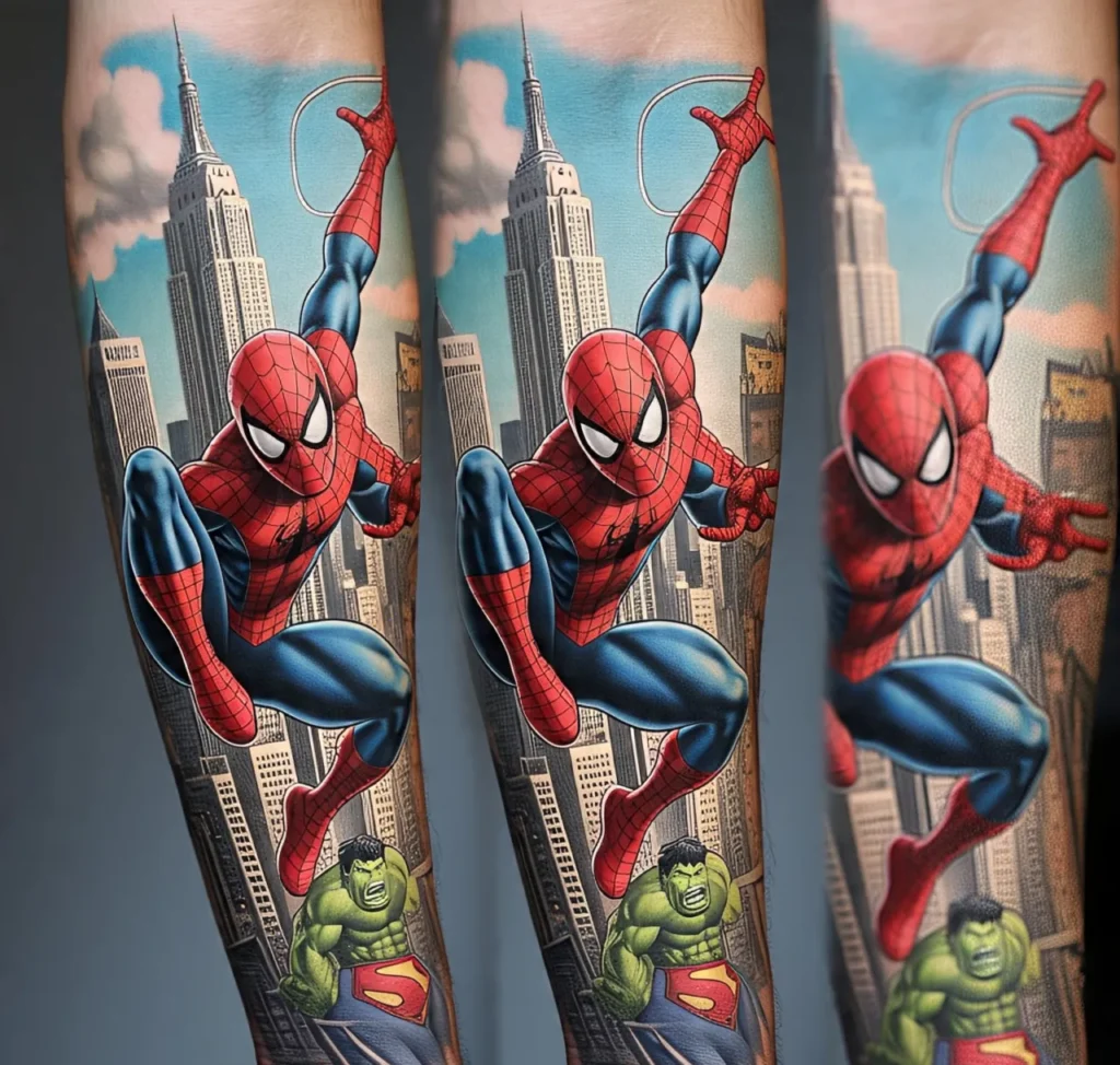 Spiderman Sleeve Tattoo, Spiderman Tattoo