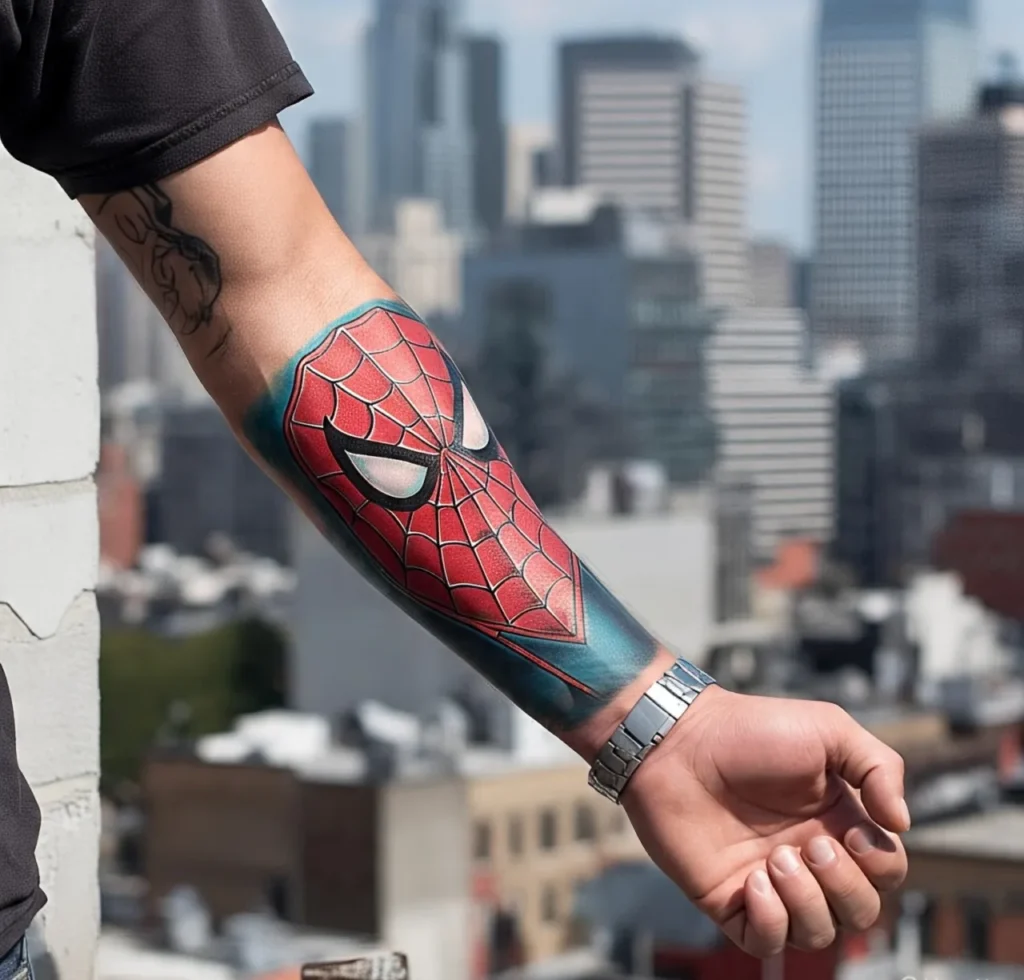 Spiderman forearm tattoo, Spiderman Tattoo
