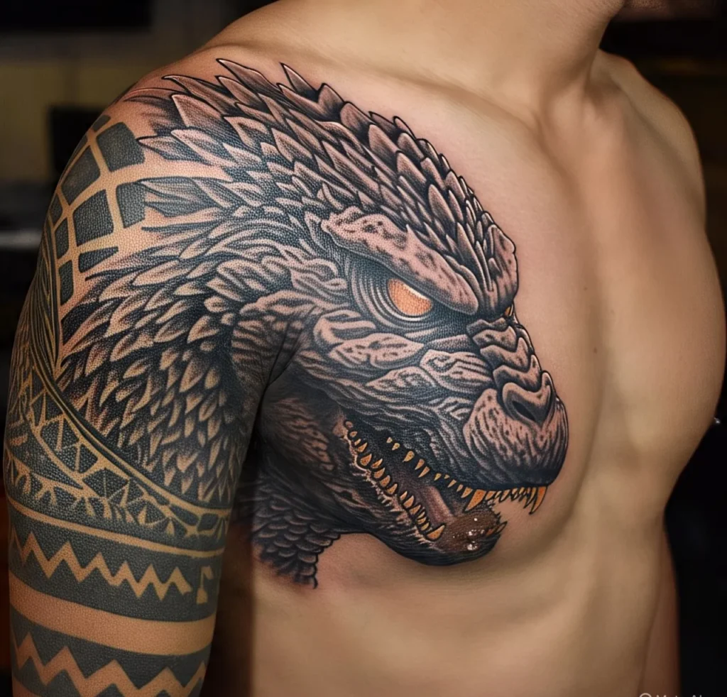 Tribal Godzilla Tattoo