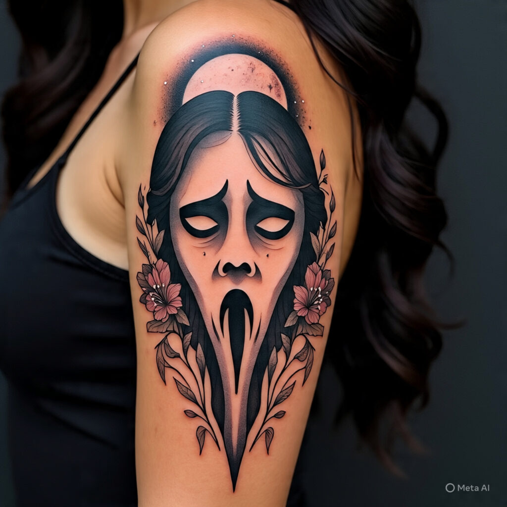 Women Ghostface Tattoo,