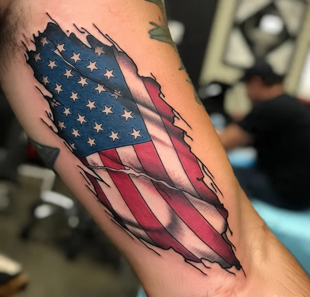 american flag tattered tattoo