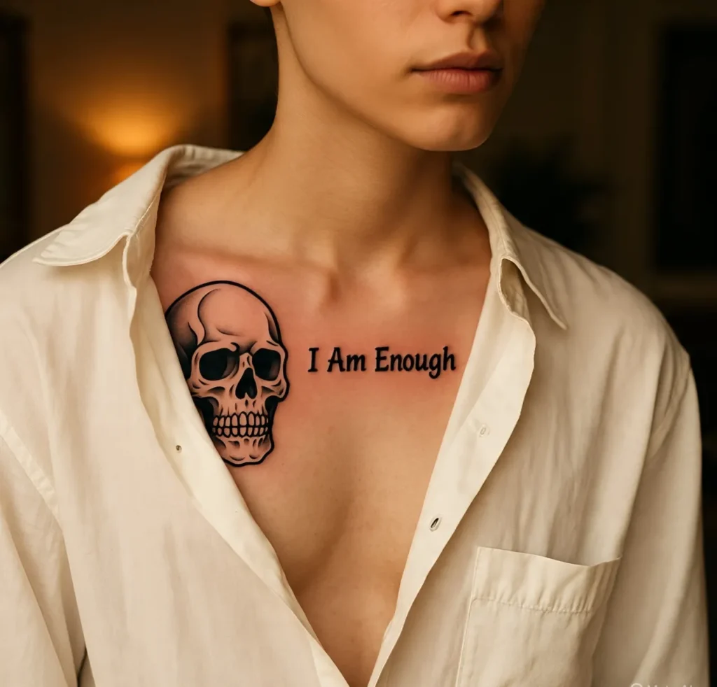 I Am Enough With Skull Tattoo