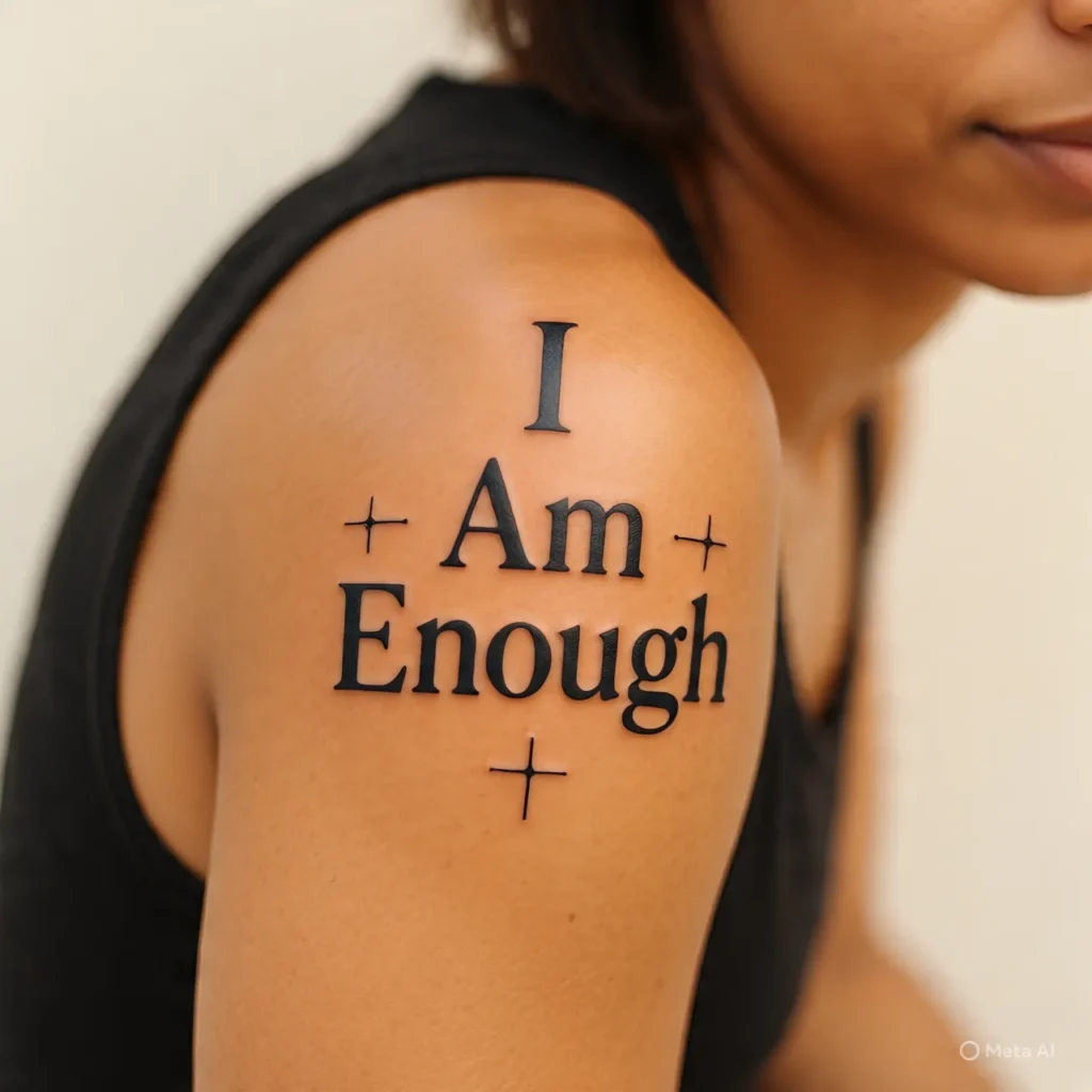 I am enough tattoo with cross