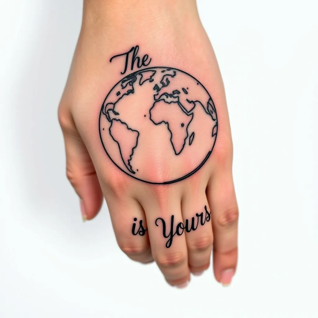 the world is yours tattoo designs on hand